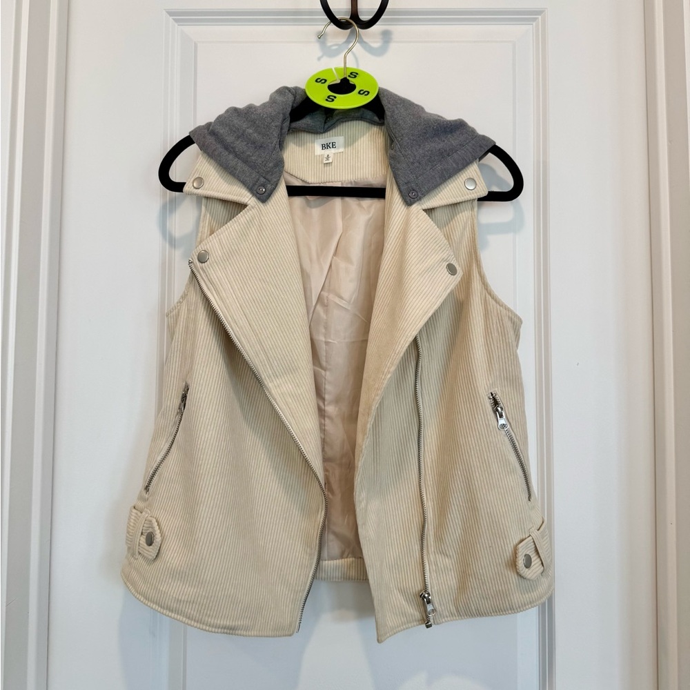 Cream and Gray Corduroy Vest